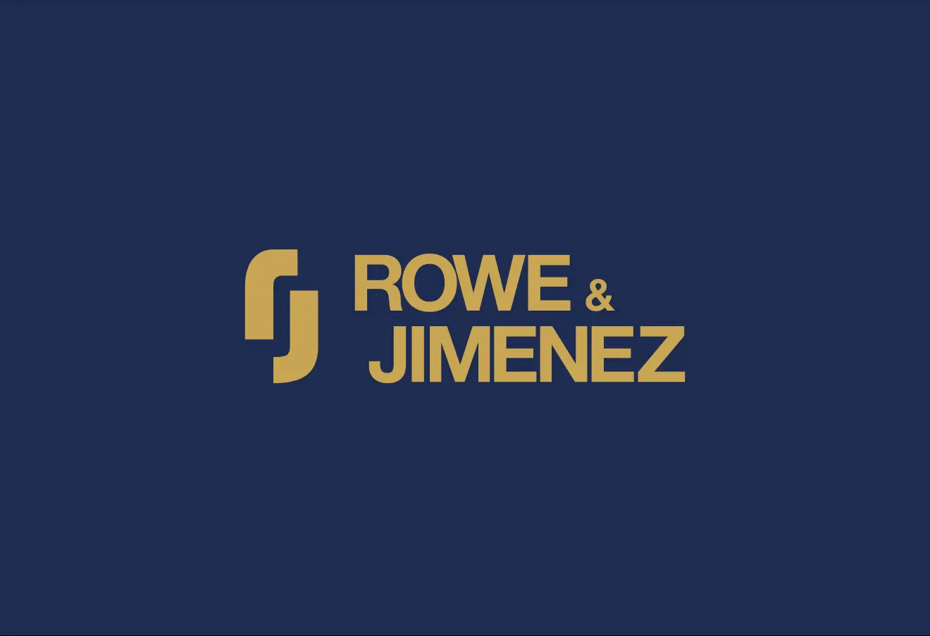 Rowe & Jimenez stacked logo in gold and navy