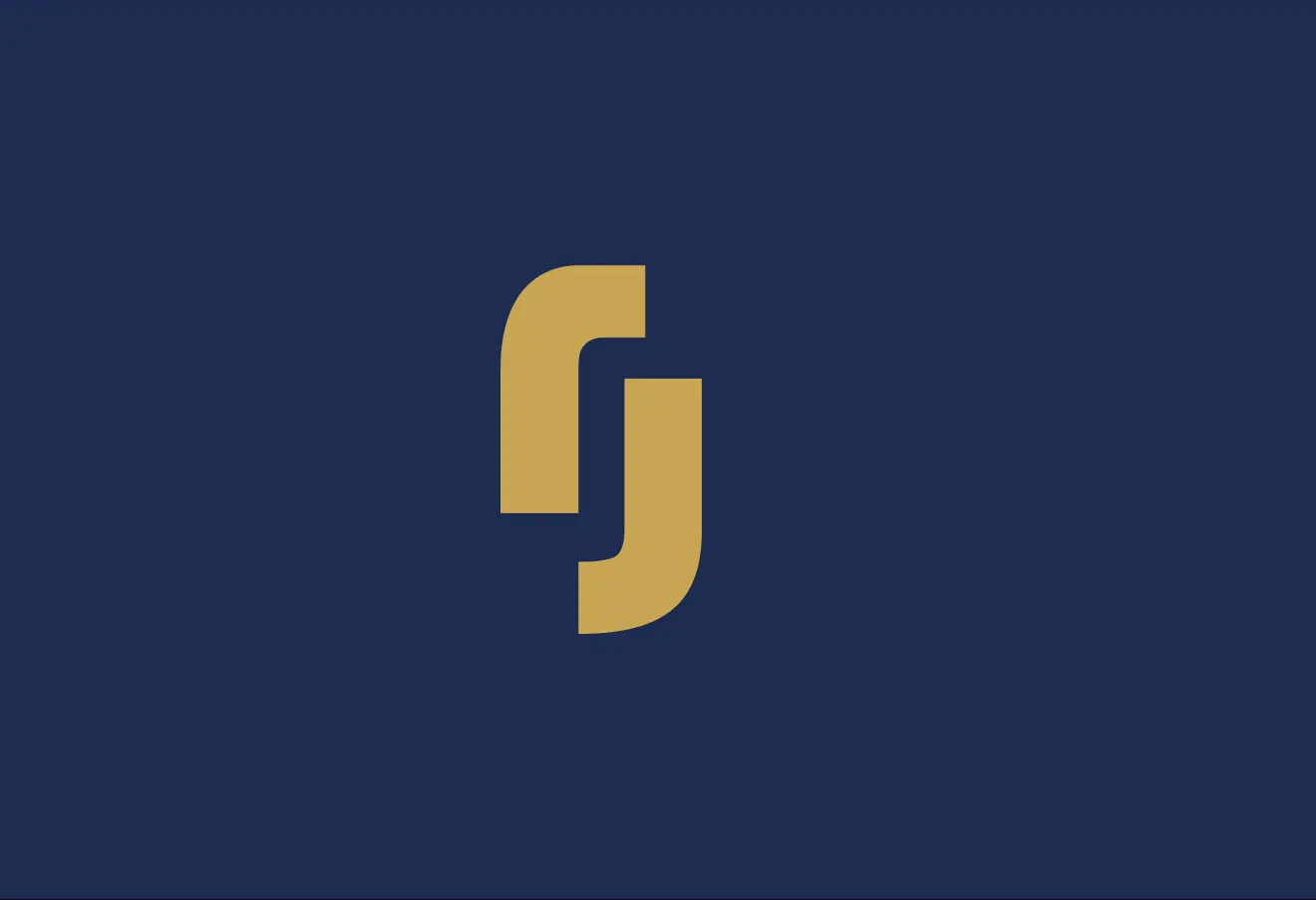 Rowe & Jimenez abstract gold monogram on navy