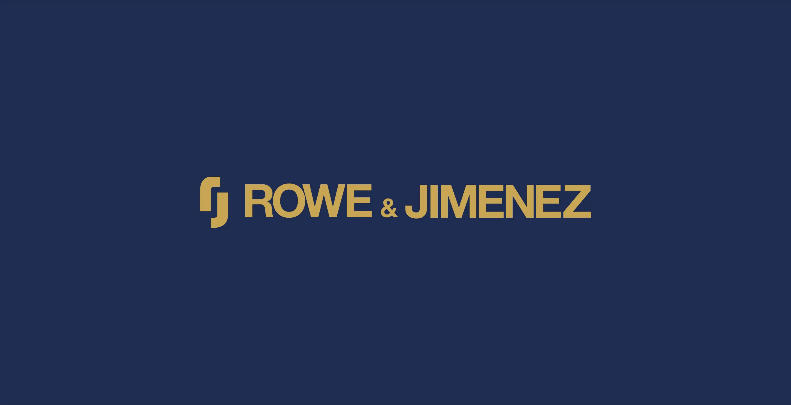 Rowe & Jimenez main logo on navy background